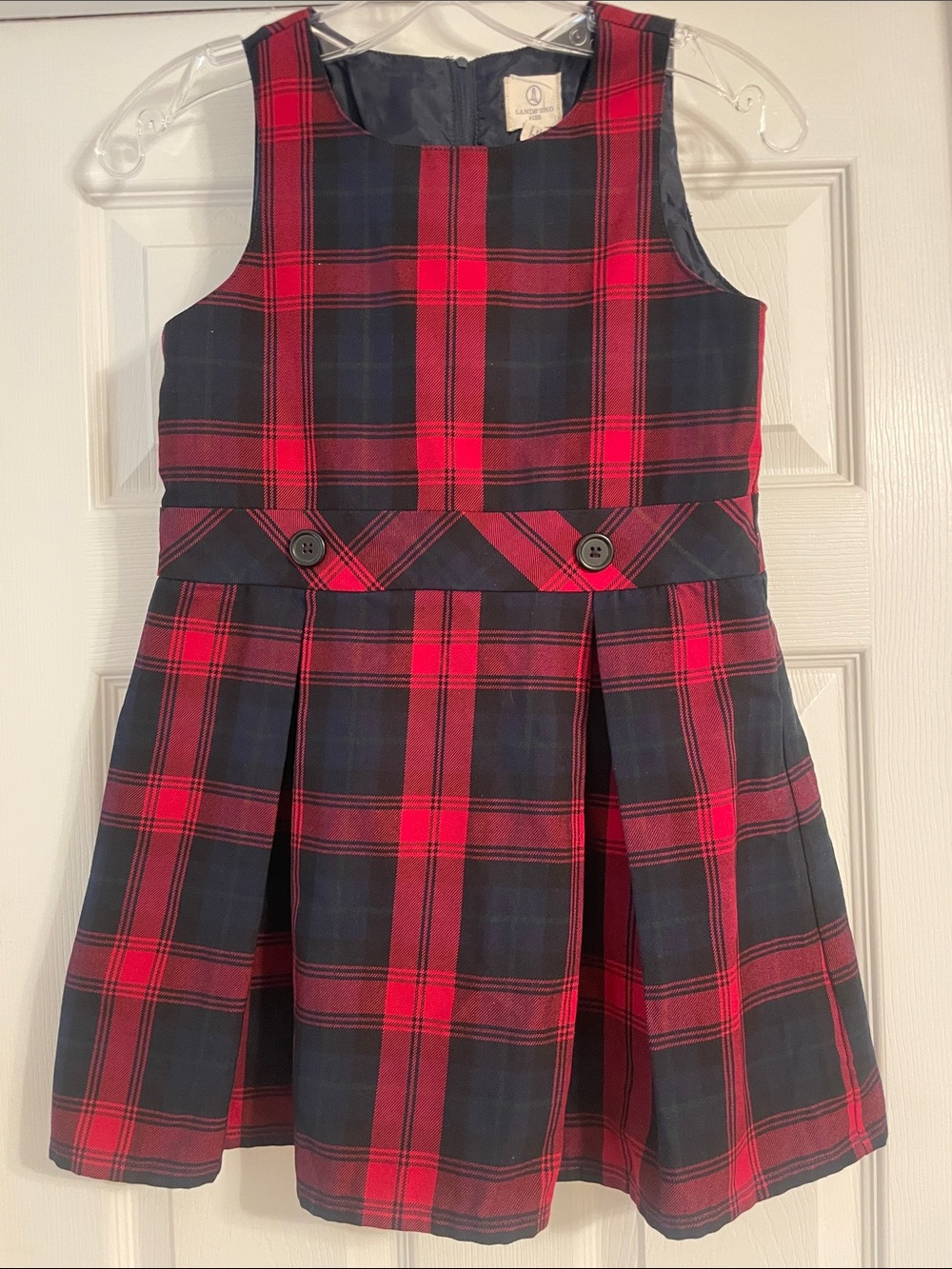 Lands End Plaid Jumper Size 7